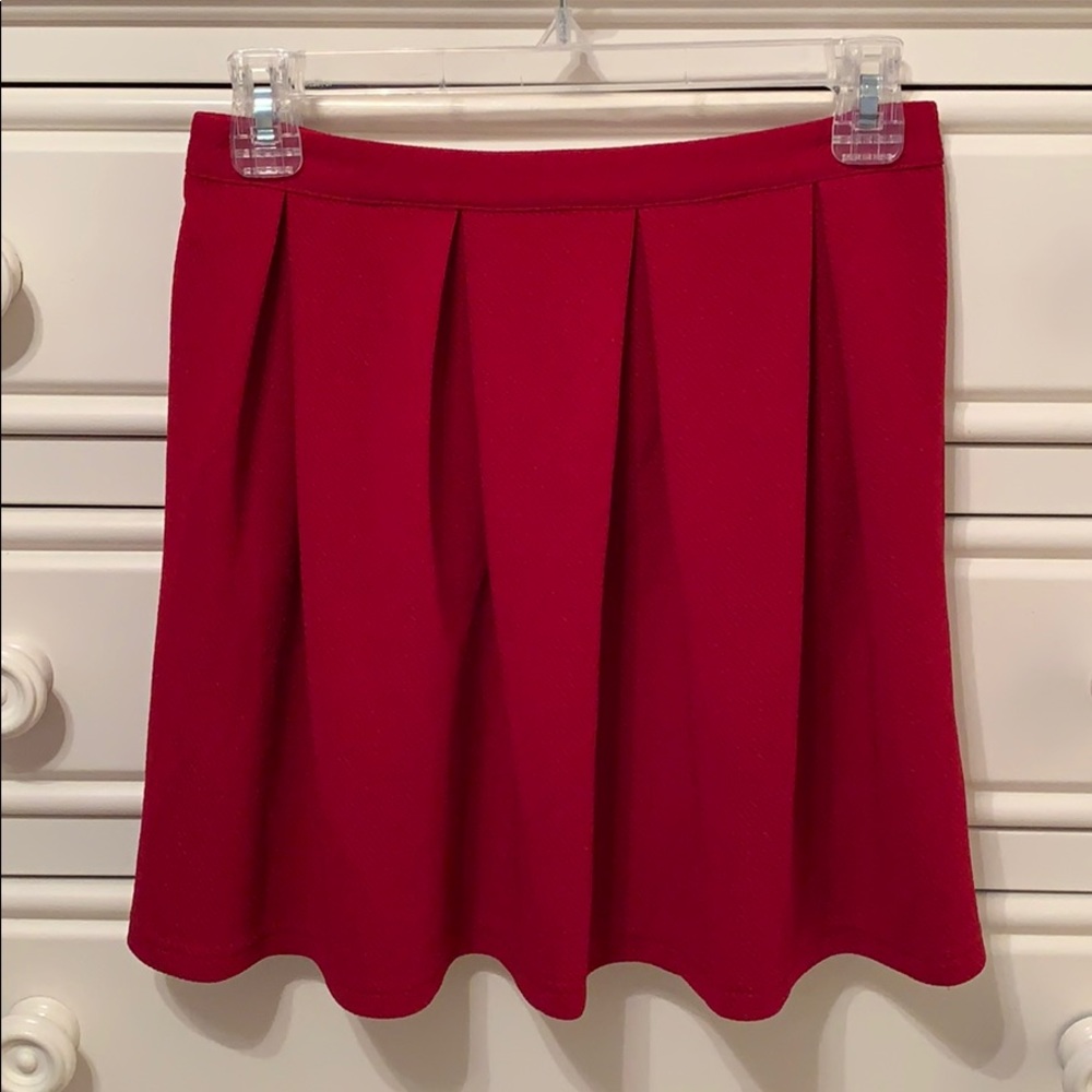 Red Pleated Skater Skirt
